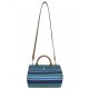 WOMEN'S STRIPED CANVAS CROSSBODY SATCHEL BAG WITH TOP HANDLE